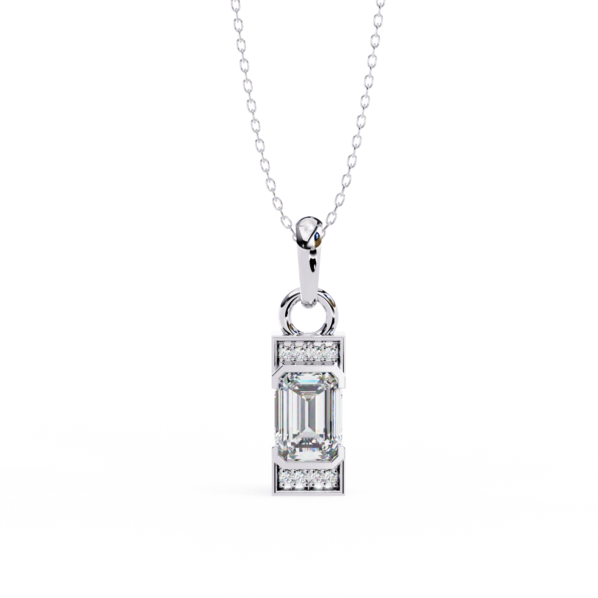 Solitairekart 1.05ct Natural Diamond Elevate Emerald Pendant-H Color, VS1 Clarity